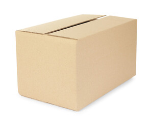 One cardboard parcel box isolated on white