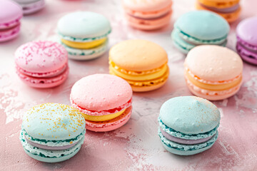 Obraz premium Row of colorful macarons with different flavors.