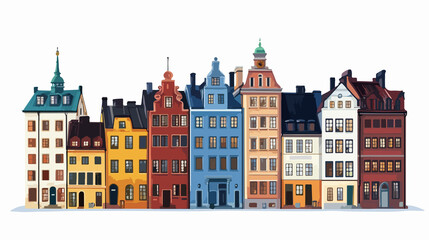 Scandinavian Houses Vector Illustration: Historic Buildings in Scandinavia
