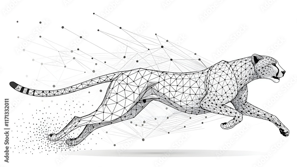 Poster abstract cheetah polygonal, geometry triangle. light connection structure. low poly background. conn