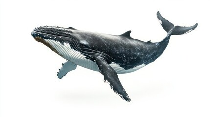 Fototapeta premium A humpback whale swimming gracefully underwater.