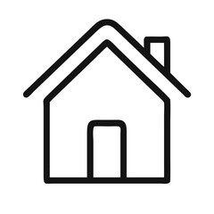 Minimalist black house icon on white background representing home and shelter