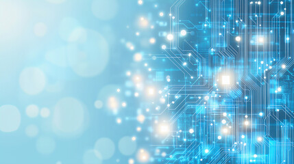 Digital Technology Abstract Background with Circuit Board Pattern and Bokeh Lights - Futuristic Tech Concept