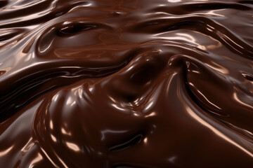 Swirling dark chocolate with glossy texture and rich velvety appearance