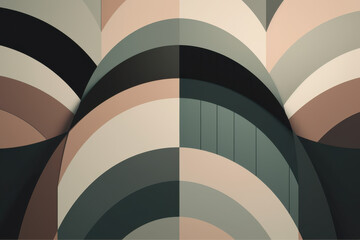 Fototapeta premium Modern geometric design with arched patterns in muted colors