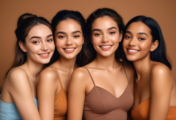 Obraz premium Women's Portrait of Beauty and Diversity. Women of diverse and multiple ethnicities are represented in a single image. 