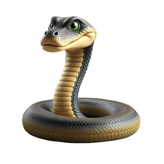 Fototapeta premium 3D Cartoon Anaconda Snake with Transparent Background