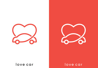 abstract love car logo. travel, transportation, health vector design concept