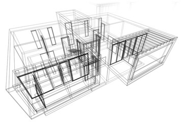 3d wireframe of a building