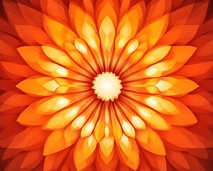 Abstract orange flower radiating light.