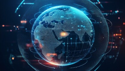 Obraz premium digital world globe concept of global network and connectivity on earth high speed data transfer and cyber technology information exchange and international telecommunication
