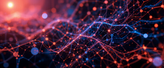 Abstract digital background. Can be used for technological processes, neural networks and AI, digital storages, sound and graphic forms, science, education,