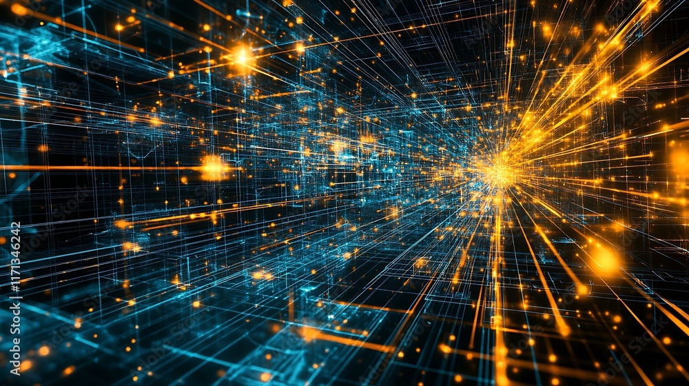Poster abstract digital network data flow visualization