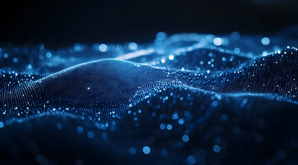 Abstract blue glowing waves on a black background