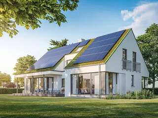 Obraz premium House New Solar Roof. Sustainable Future Investment 