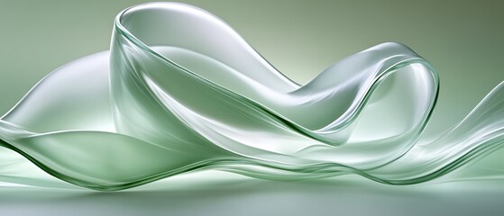 Abstract green glass flowing wave.