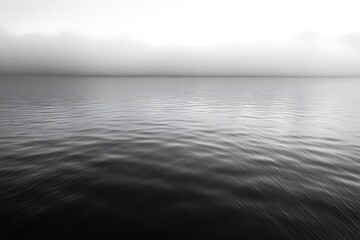 Obraz premium Monochromatic seascape, calm water, foggy horizon.