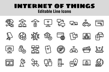 Internet of things outline icon set