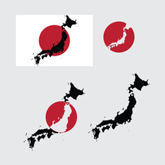 japan map vector design set with various variations