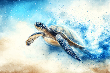 green sea turtle isolated