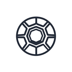 Obraz premium A classic black and white illustration of a soccer ball with a slight vintage look isolated on a black background.PNG