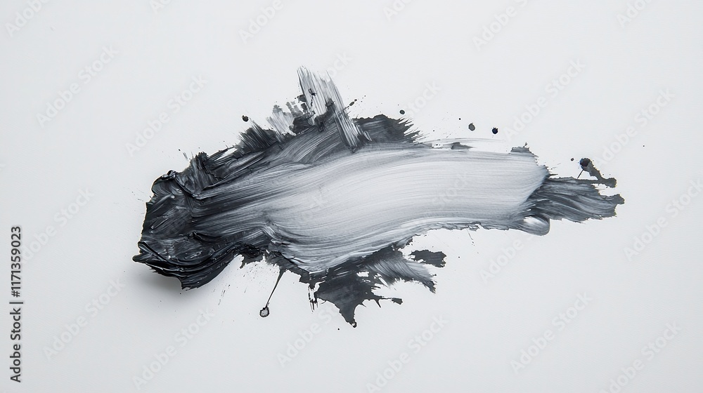 Poster gray watercolor ink blot on textured paper, featuring soft edges and varying intensity, creating an 
