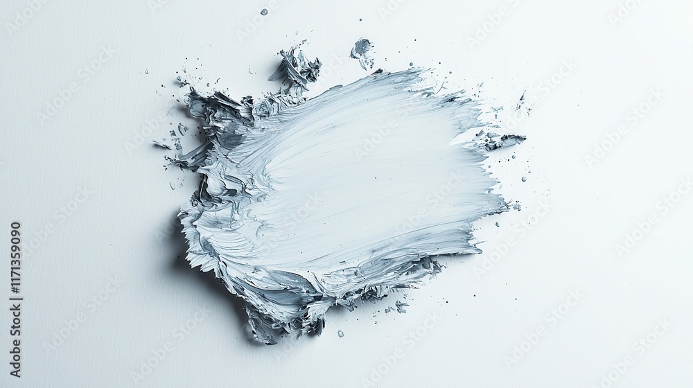 Poster gray watercolor ink blot on textured paper, showcasing fluid patterns and soft edges, creating an ab