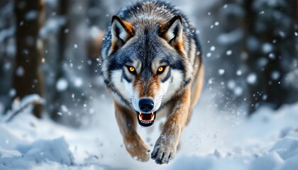 Obraz premium Majestic Gray Wolf in Winter Wonderland