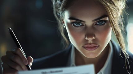 Intense Gaze: A Woman's Determined Focus
