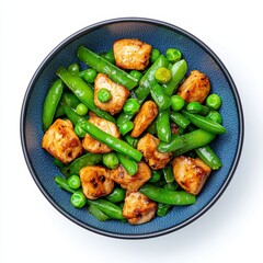 Fototapeta premium Stir Fry of Chicken and Green Beans Isolated on a Transparent Background