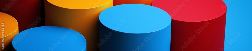 Poster abstract colorful cylinders background 3d render geometric shapes design texture