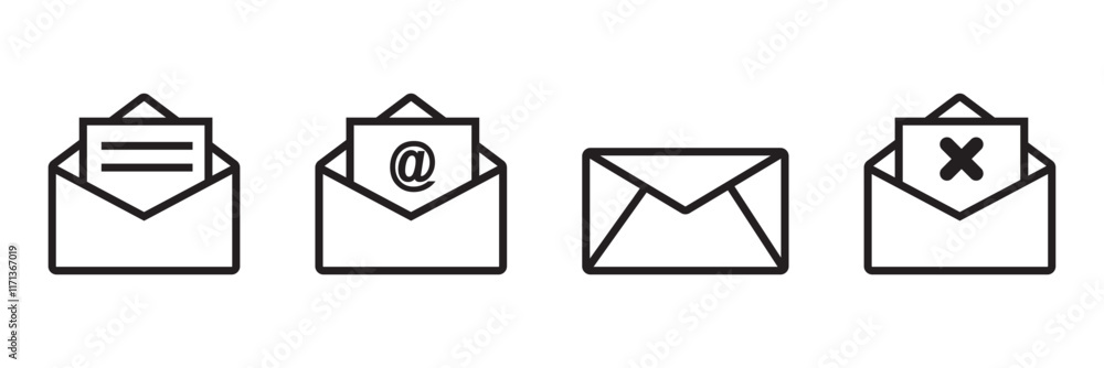 Poster envelope icon, email message icon - mail icon button sign, notification new message icons buttons
