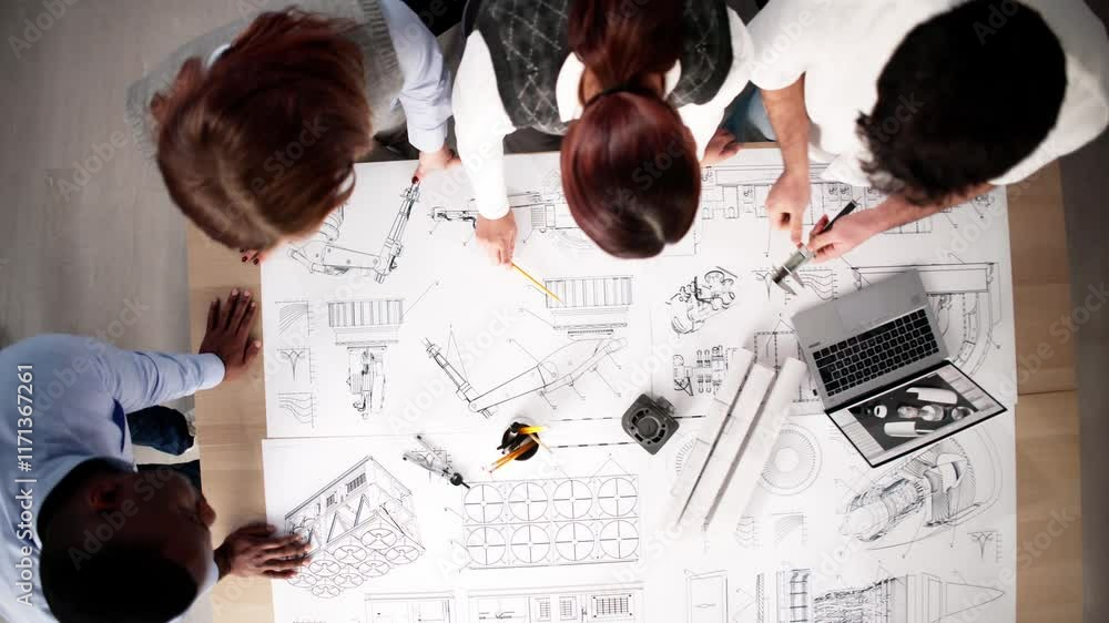 Poster mechanical part design blueprint