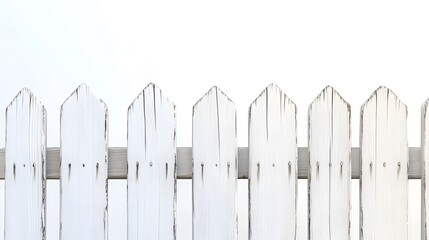 Fototapeta premium Weathered white wooden fence panels against a bright background