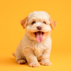 Obraz premium Flux Schnell A joyful fluffy puppy dog with a bright toothy sm