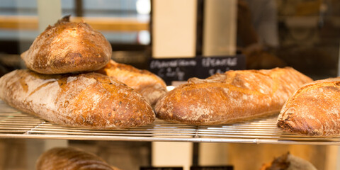 fresh bread in bakery cooking made from whole wheat and grains with breads