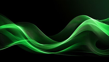 abstract green wave on black background