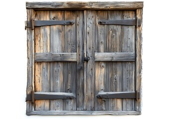 Old wooden door isolated on white background with clipping path.