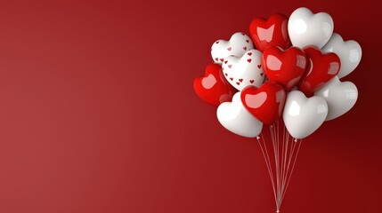 Valentine balloon bouquet with heart patterns romantic decor indoor setting vibrant color scheme celebration concept