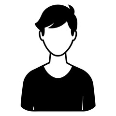 Front-Facing Unisex Silhouette with Casual T-Shirt Outline - Vector Illustration Design