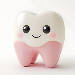 Cute 3D Dental Anatomy Toy with Soft Pink Gums and White Teeth on Empty White Background