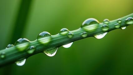 Water Droplets on a Green Leaf in a Natural Setting

