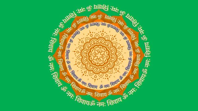 om namaha shivaye rotating text on green screen