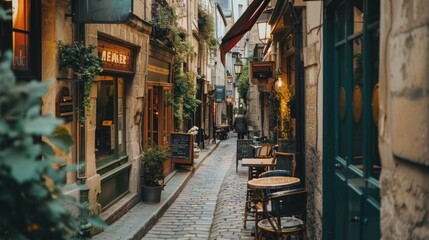 Fototapeta premium Cobblestone Alleyway in Paris