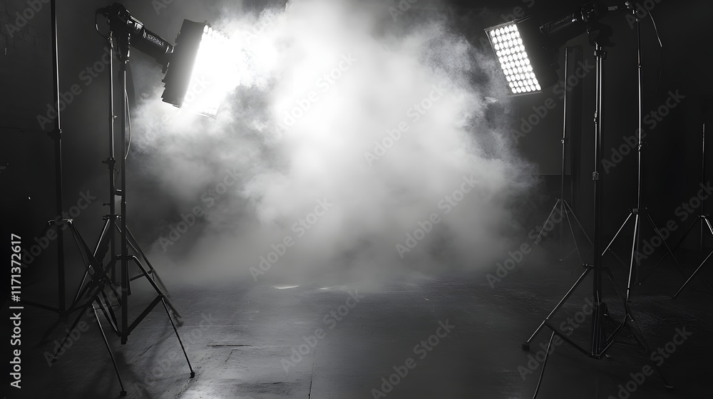 Poster abstract background featuring dramatic lighting and fog, creating a mysterious atmosphere perfect fo