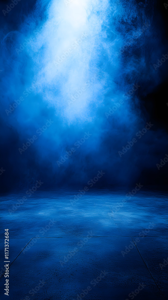 Poster abstract background featuring a dramatic blue haze illuminating a textured floor creating a mysterio
