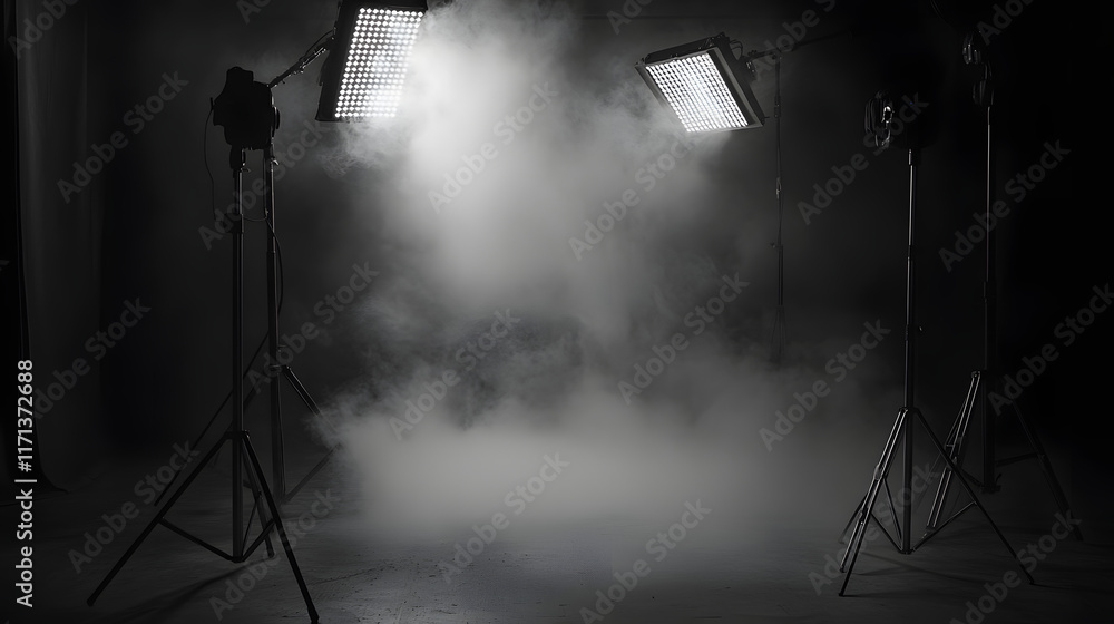 Poster abstract background featuring dramatic lighting effects and fog creating a mysterious atmosphere in 