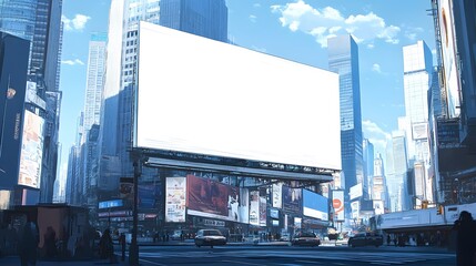 Obraz premium Blank Billboard in a Cityscape of Modern Buildings