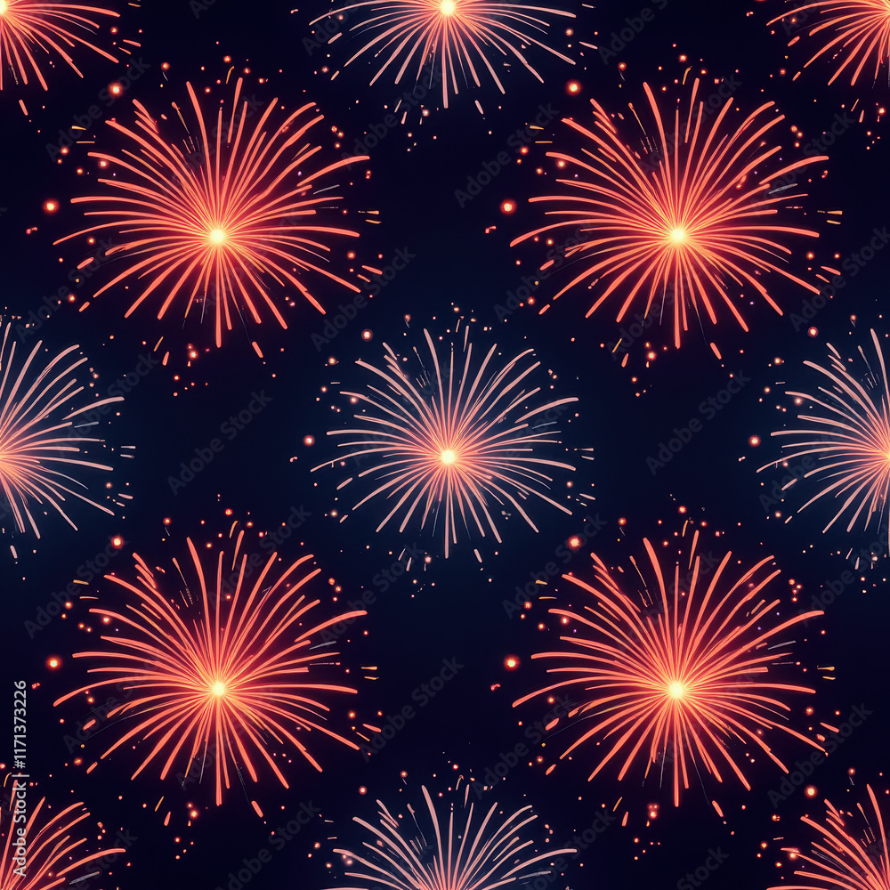 Poster festive fireworks seamless pattern - seamless patterns