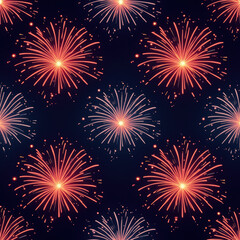 Fototapeta premium Festive Fireworks Seamless Pattern - Seamless patterns
